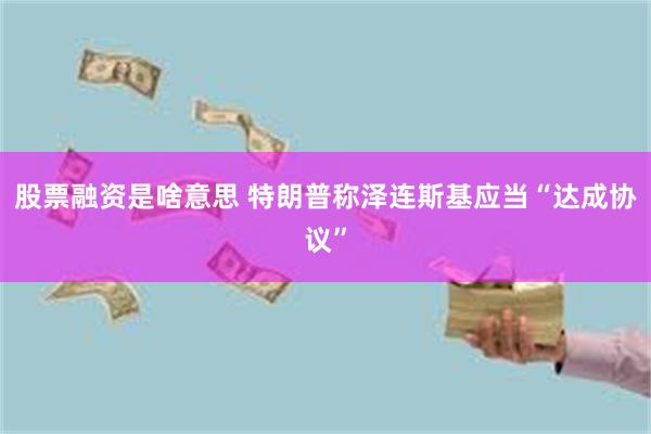   股票融资是啥意思 特朗普称泽连斯基应当“达成协议”