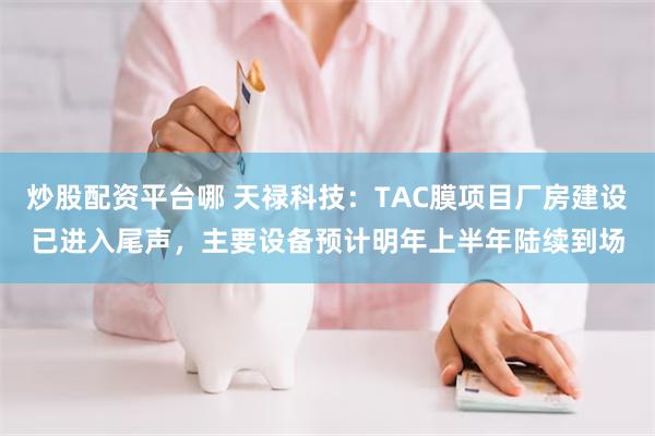   炒股配资平台哪 天禄科技：TAC膜项目厂房建设已进入尾声，主要设备预计明年上半年陆续到场